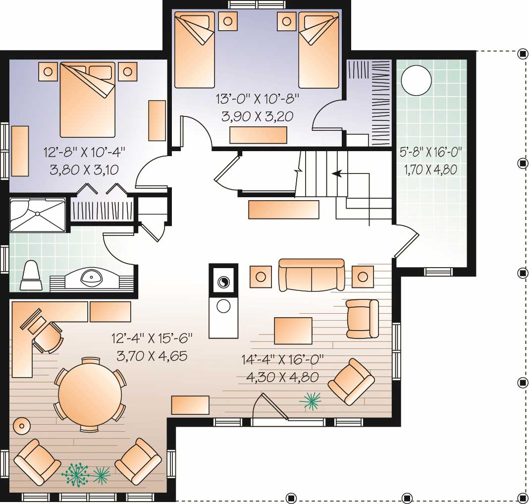 Floor Plan Basement of Country Plan #126-1129