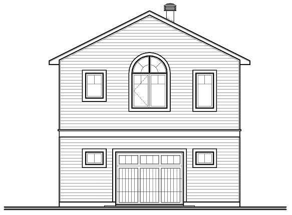 Home Plan Rear Elevation of this 2-Bedroom,1042 Sq Ft Plan -126-1130
