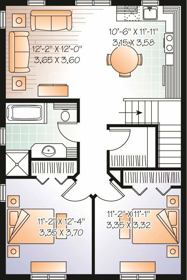 Floor Plan Second Story of Garage w/Apartments Plan #126-1130