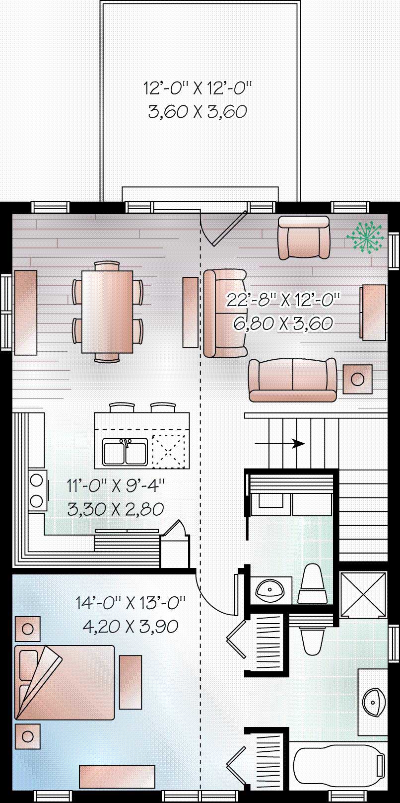 Floor Plan Second Story of Garage w/Apartments Plan #126-1131