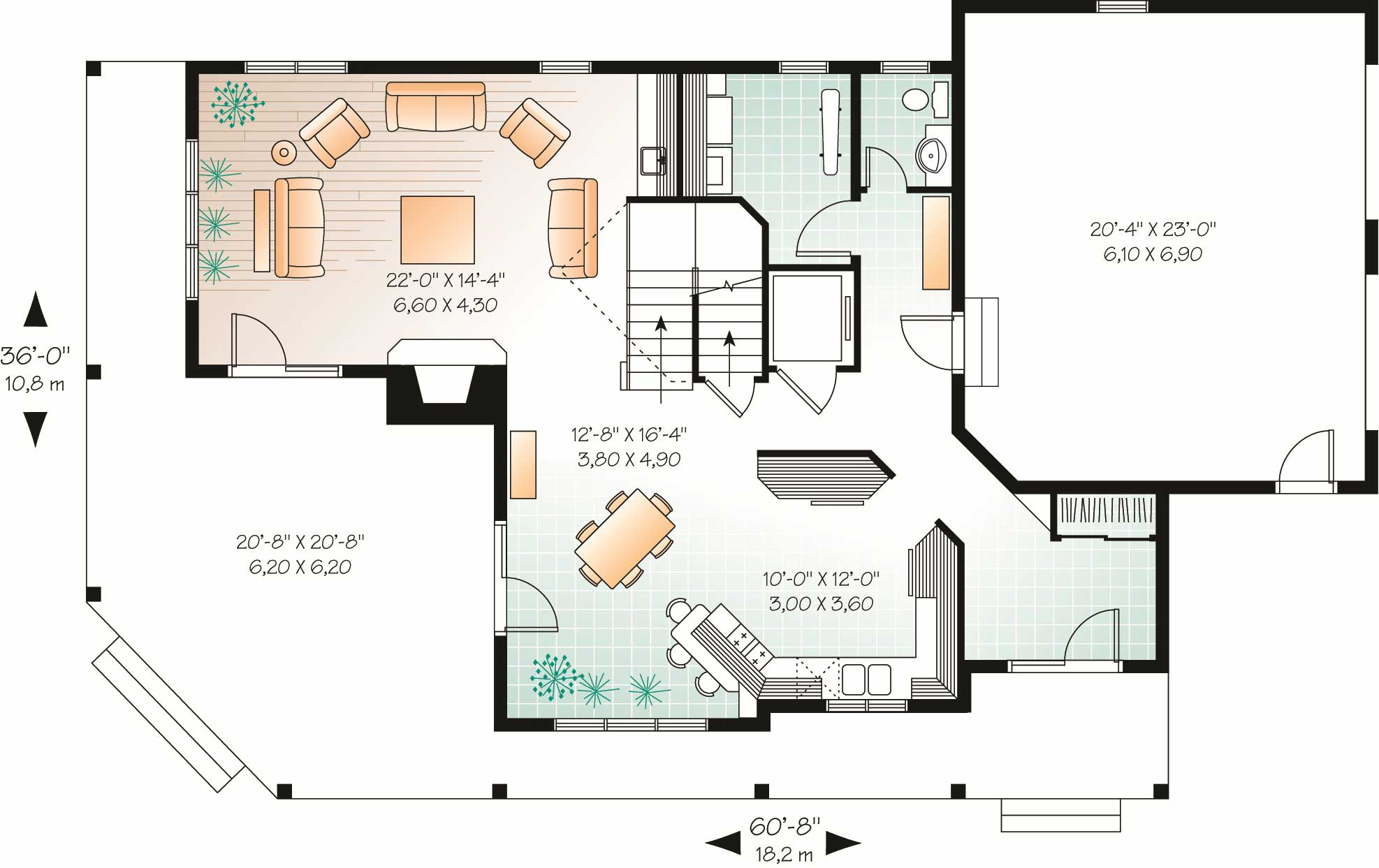 Floor Plan First Story of Country Plan #126-1132