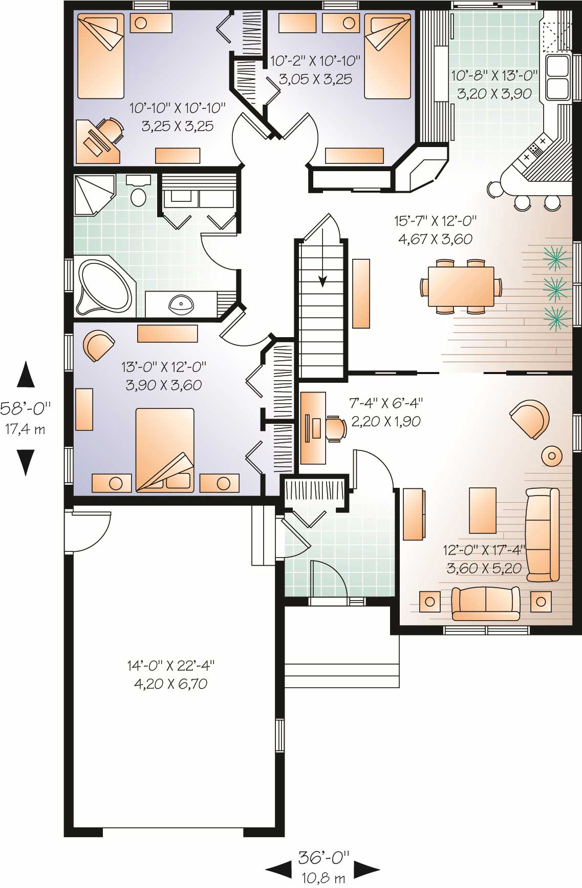 Floor Plan First Story of Country Plan #126-1133