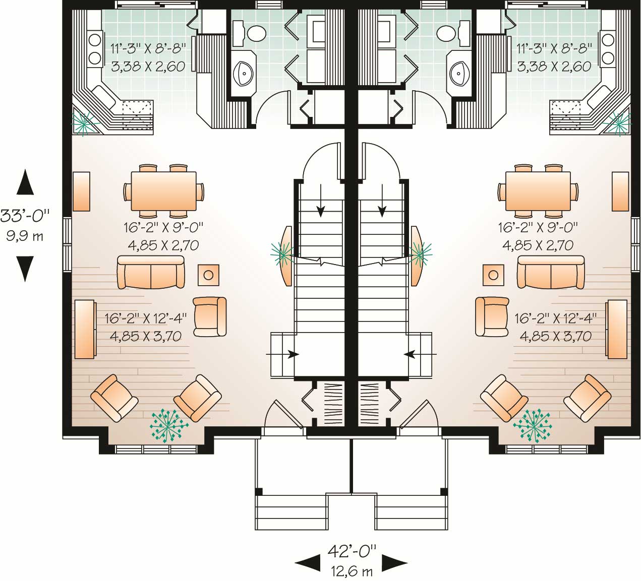 Floor Plan First Story of Multi-Unit Plan #126-1134
