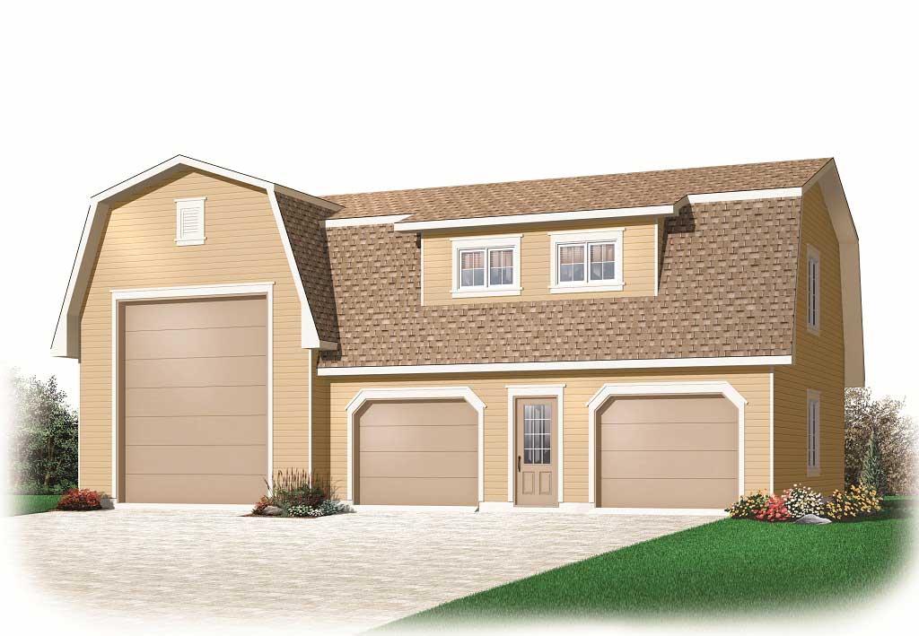 This is the front elevation for these Garage Plans.