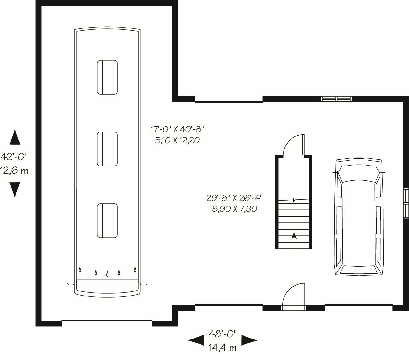 Floor Plan First Story of Garage Plan #126-1135