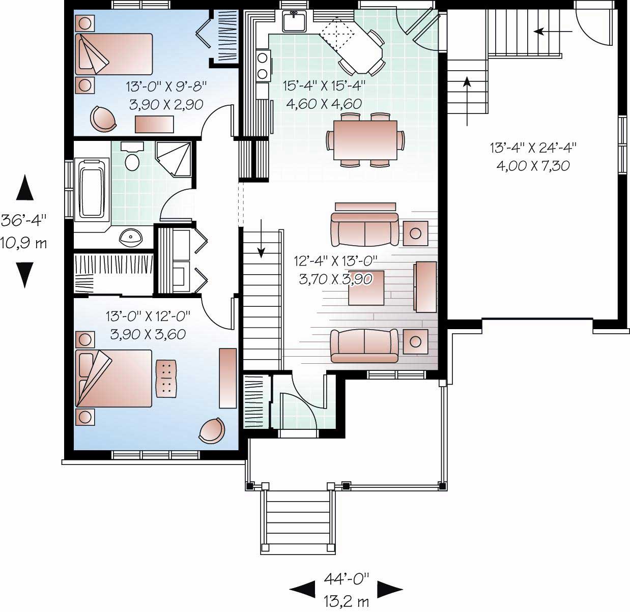 Floor Plan First Story of Country Plan #126-1136
