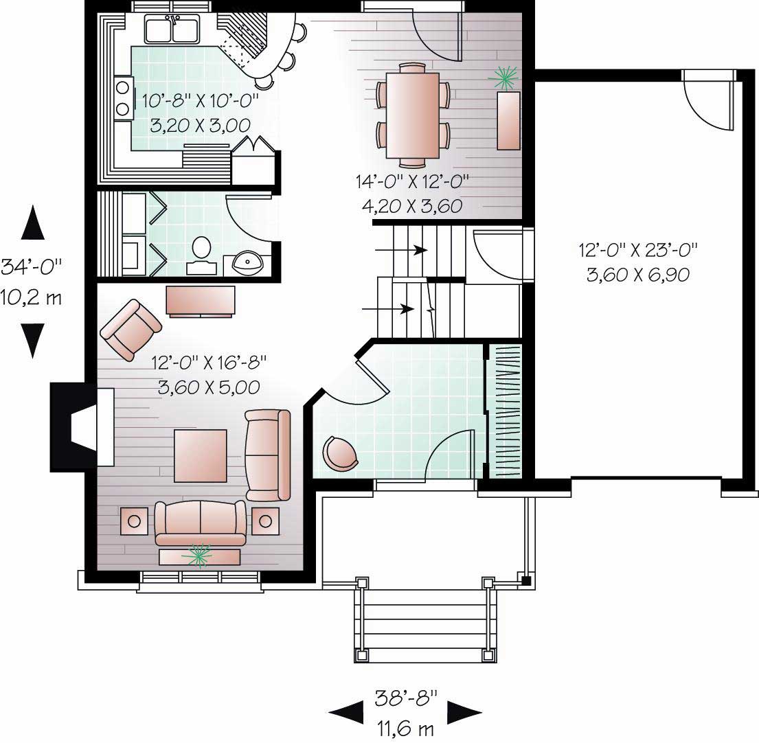 Floor Plan First Story of Small House Plans #126-1137