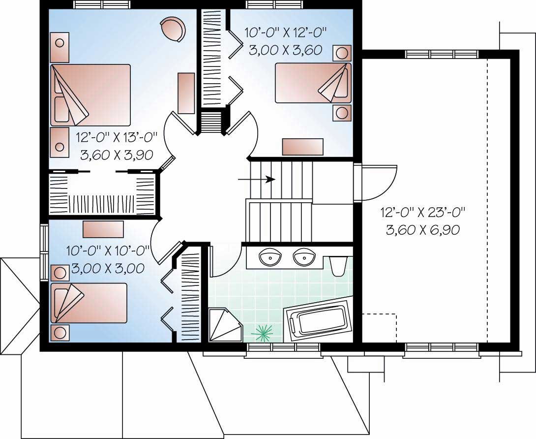 Floor Plan Second Story of Small House Plans #126-1137