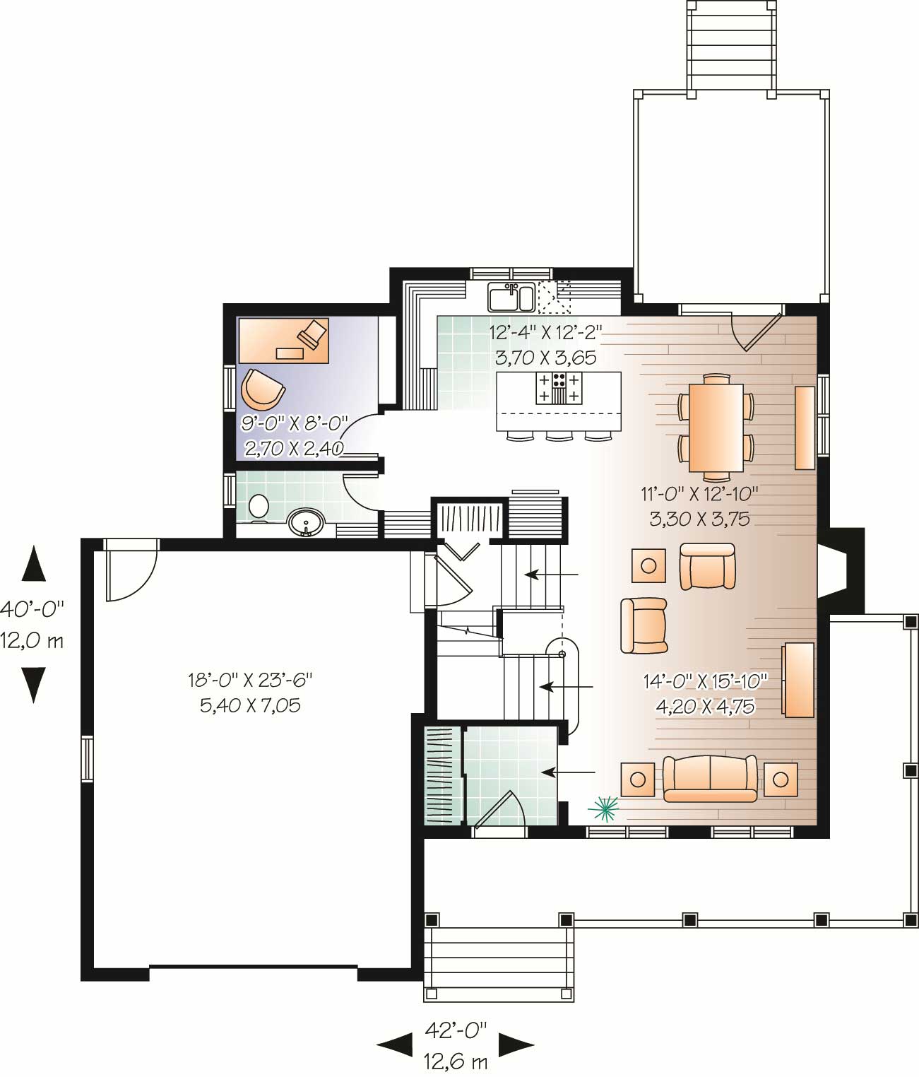 Floor Plan First Story of Country Plan #126-1138