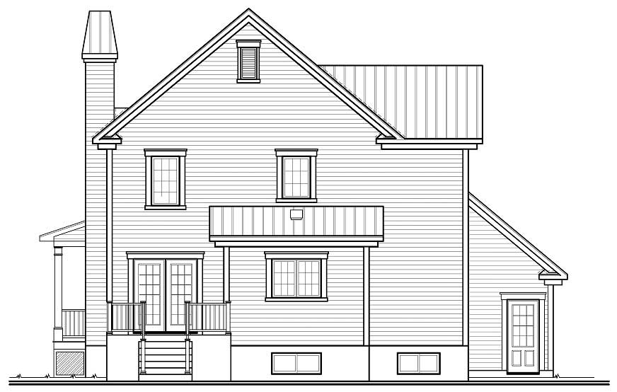Home Plan Rear Elevation of this 3-Bedroom,1887 Sq Ft Plan -126-1138
