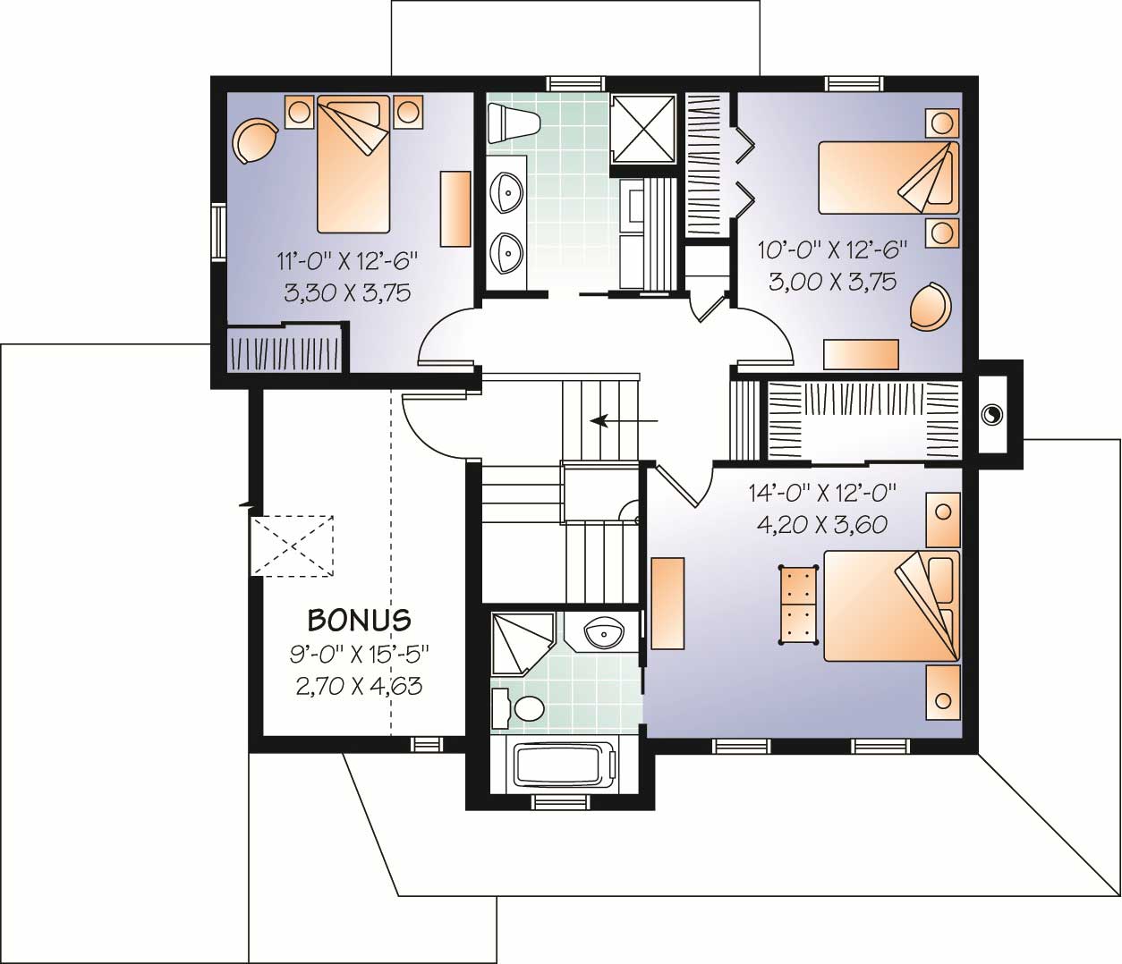 Floor Plan Second Story of Country Plan #126-1138