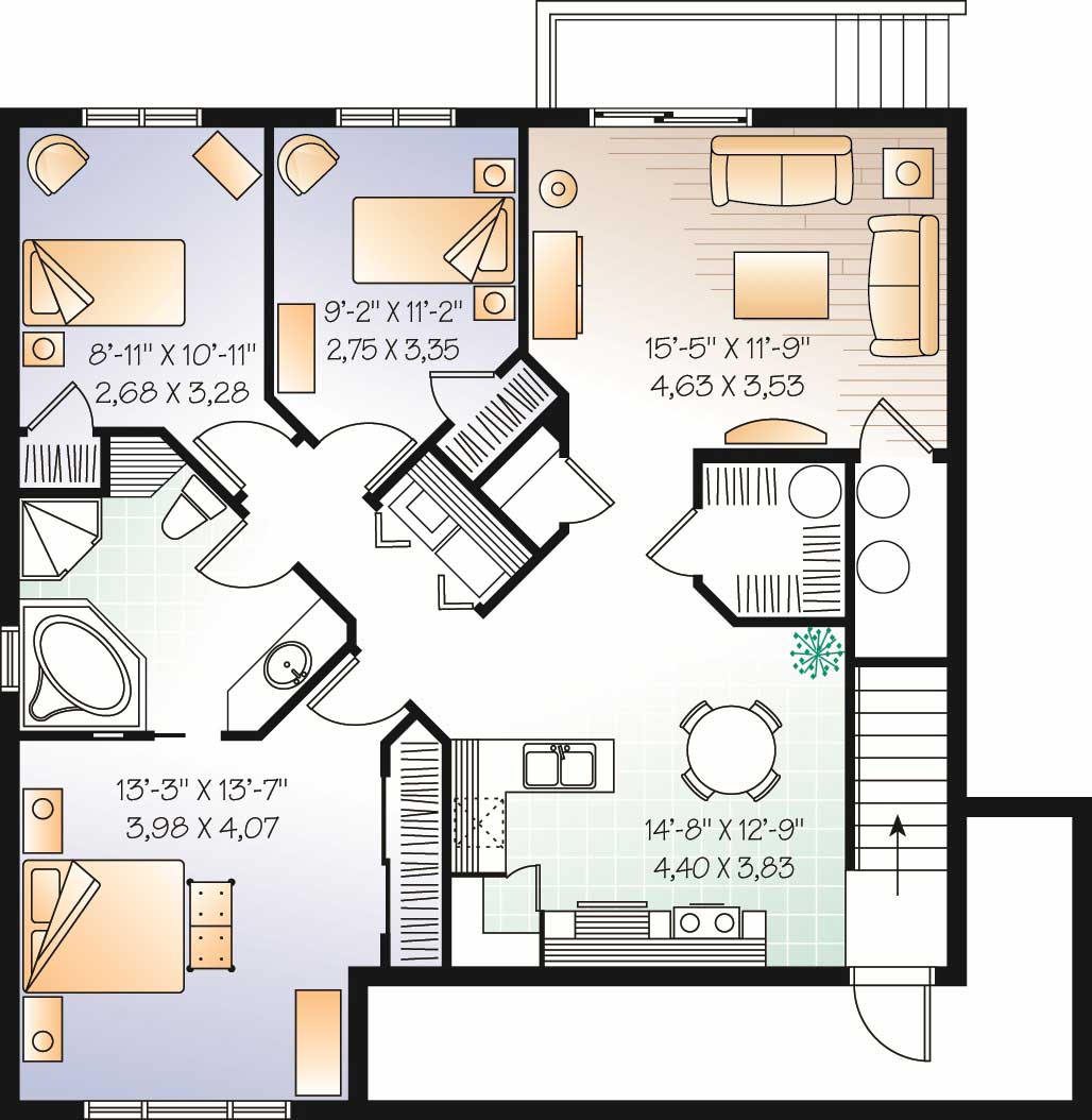 Floor Plan Basement of Multi-Unit Plan #126-1141