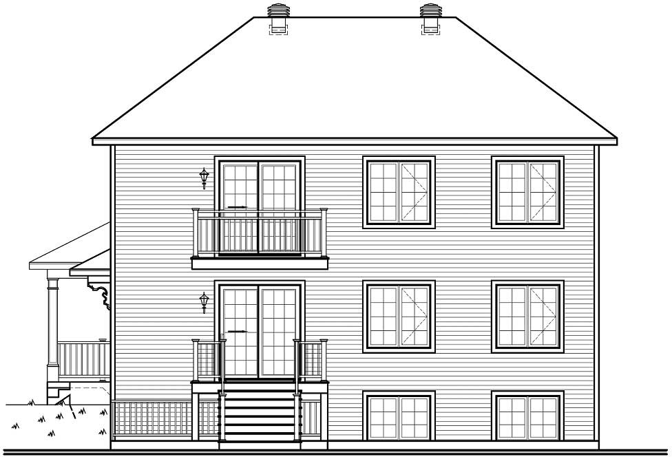 Home Plan Rear Elevation of this 3-Bedroom,3774 Sq Ft Plan -126-1141
