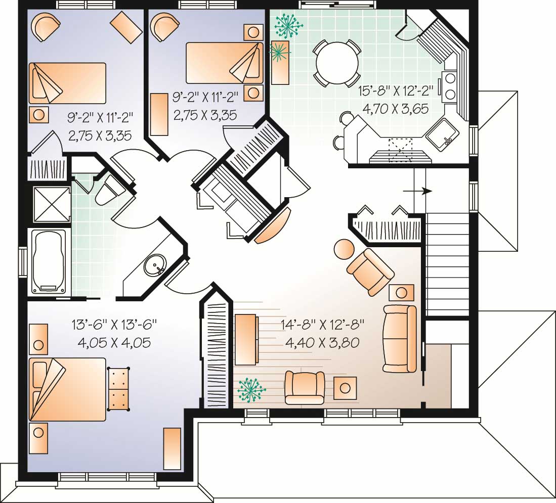 Floor Plan Second Story of Multi-Unit Plan #126-1141