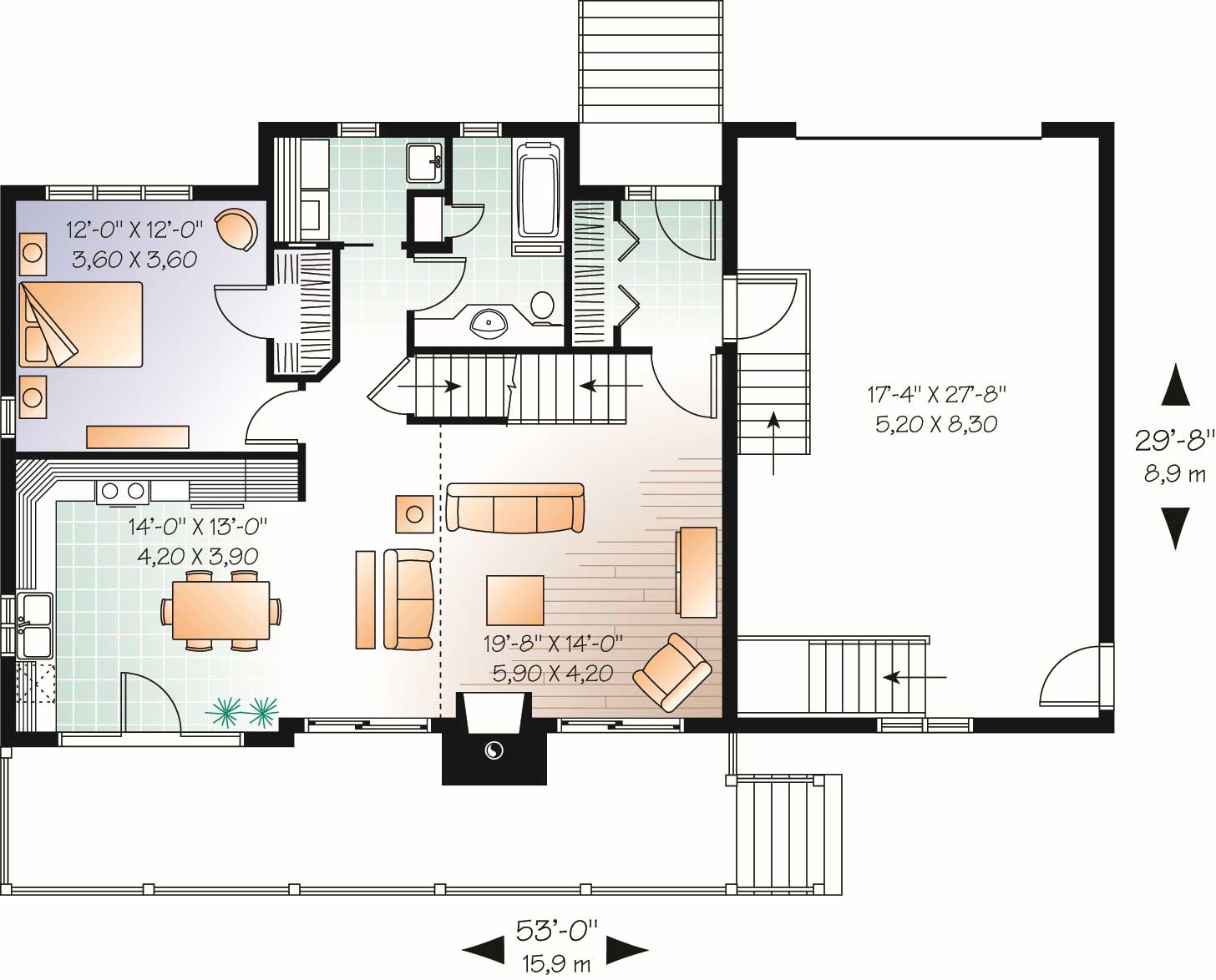 Floor Plan First Story of Country Plan #126-1144