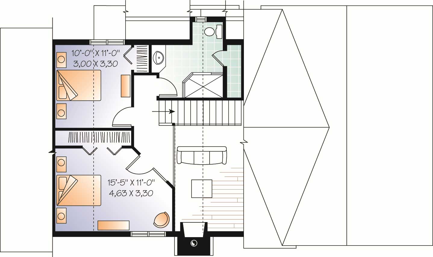 Floor Plan Second Story of Country Plan #126-1144