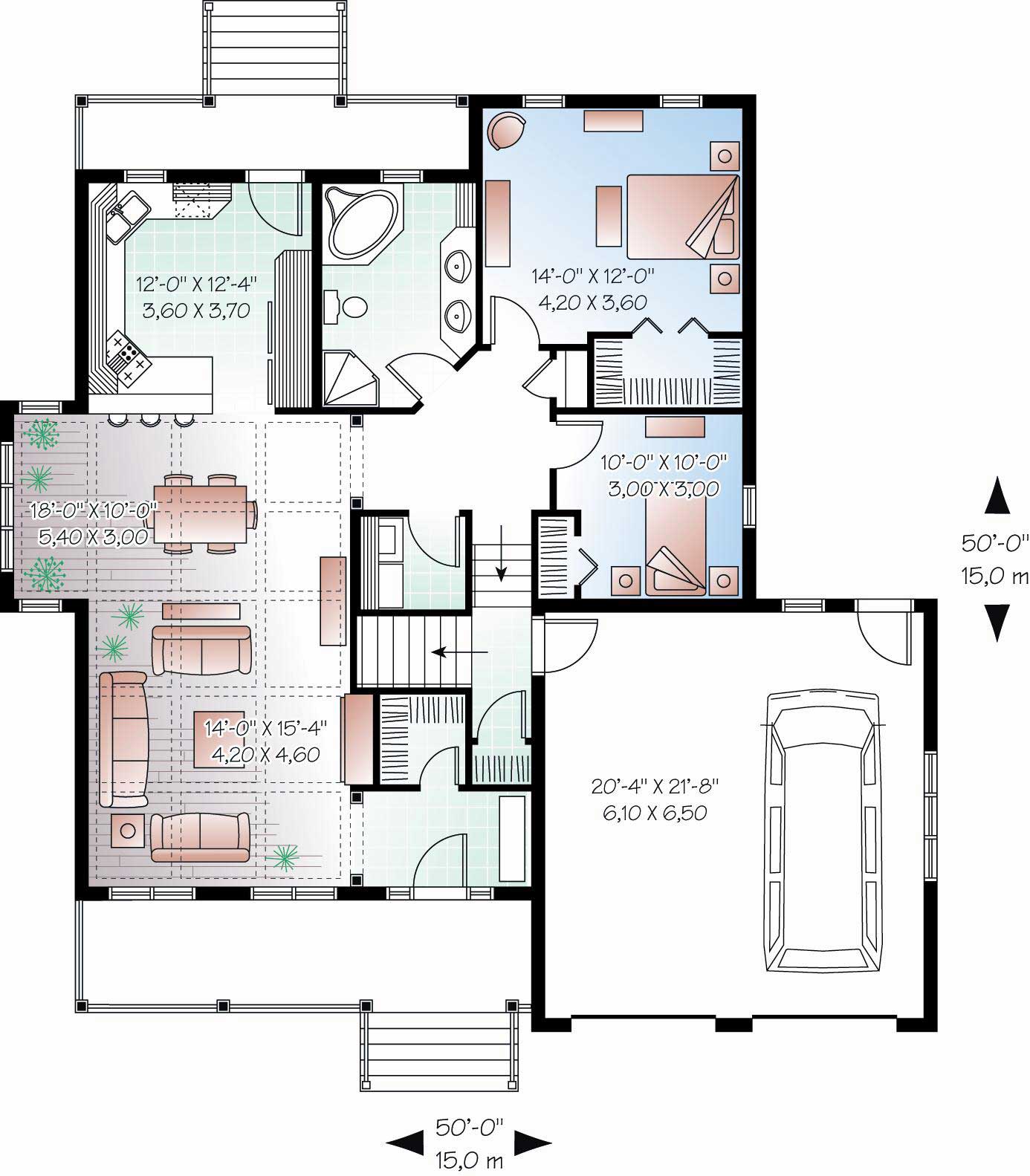 Floor Plan First Story of Country Plan #126-1148