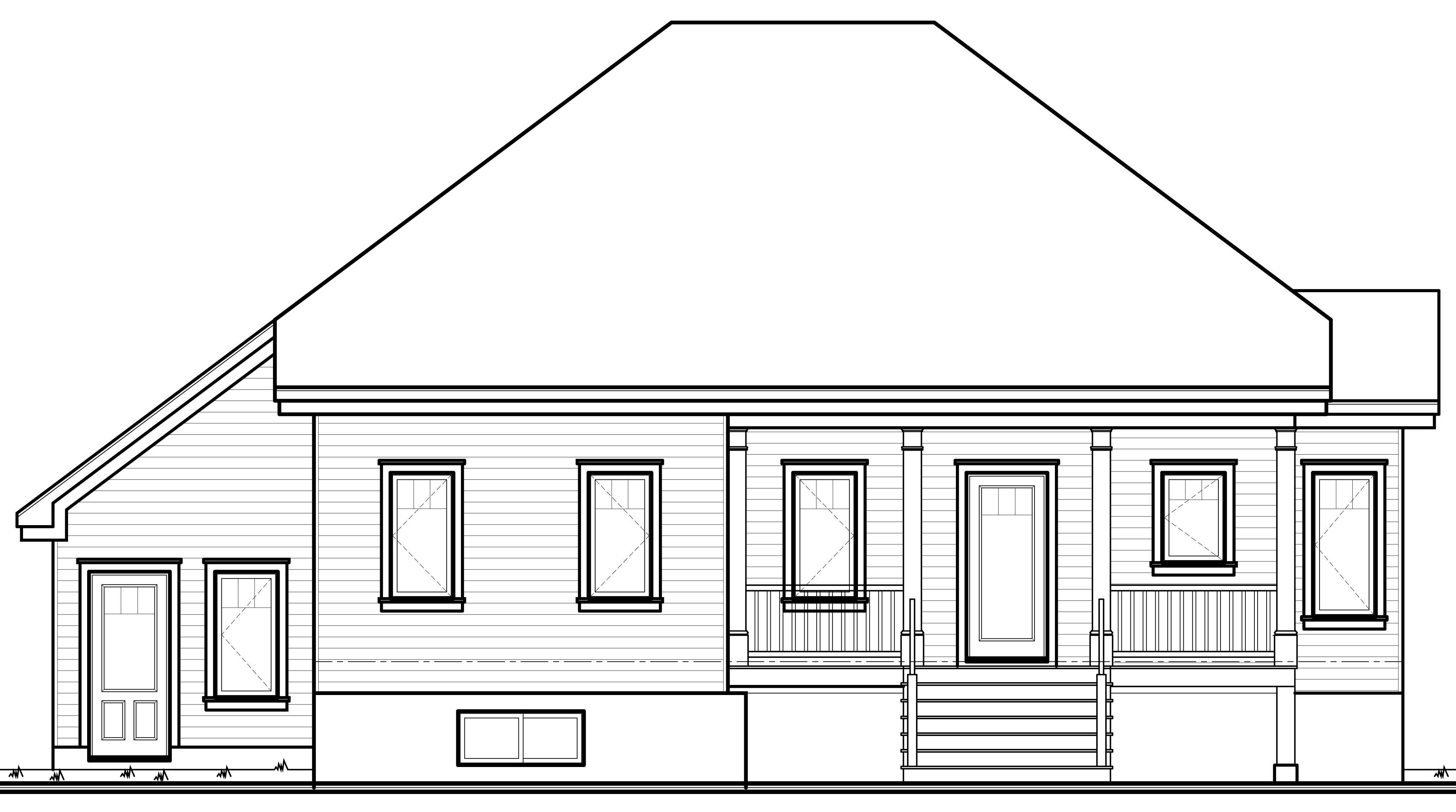 Home Plan Rear Elevation of this 2-Bedroom,1350 Sq Ft Plan -126-1148