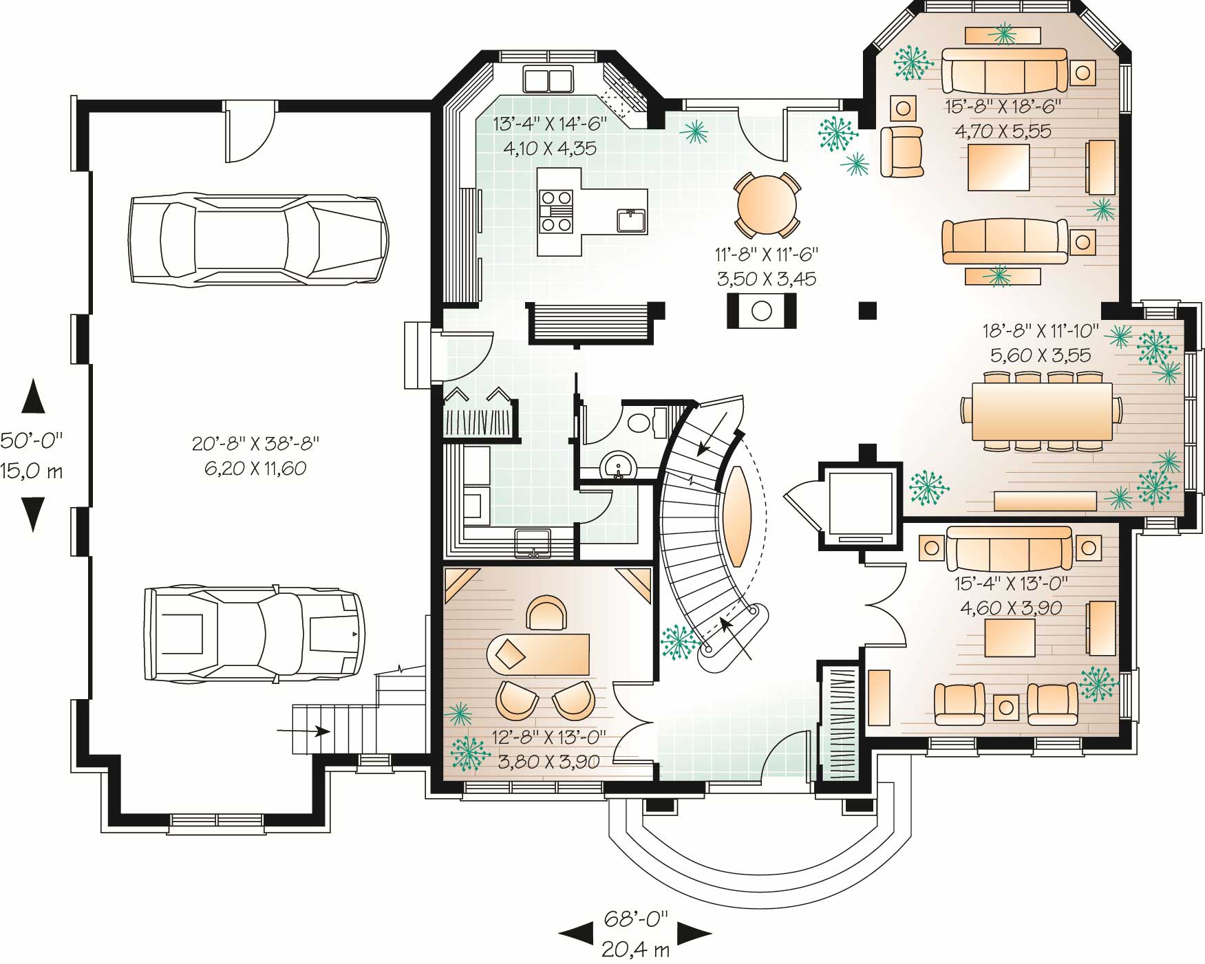 Floor Plan First Story of Victorian Plan #126-1152