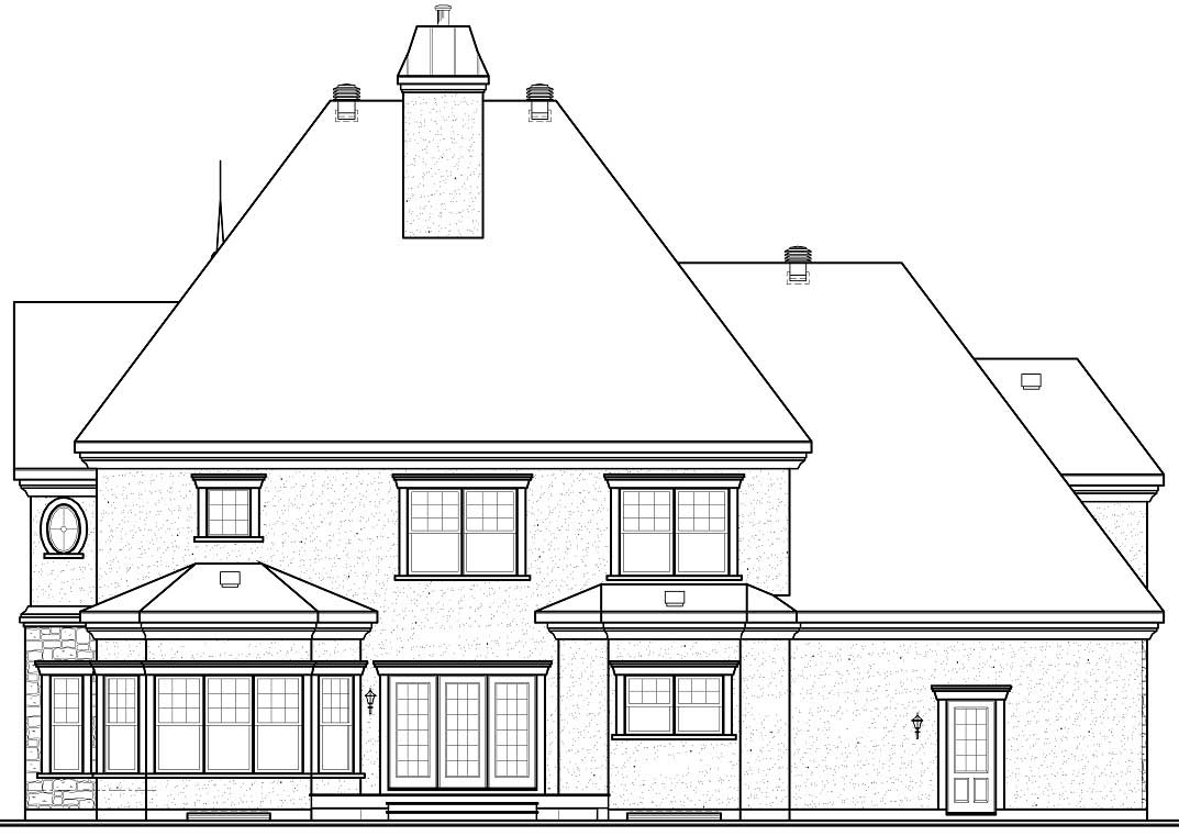 Home Plan Rear Elevation of this 4-Bedroom,3690 Sq Ft Plan -126-1152