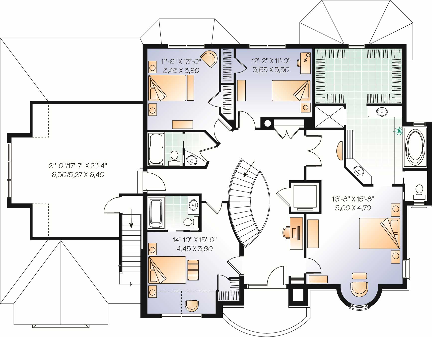 Floor Plan Second Story of Victorian Plan #126-1152