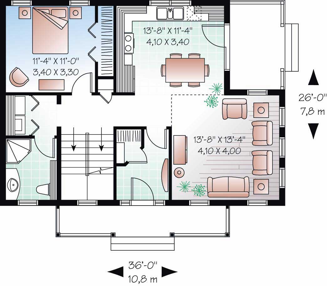 Floor Plan First Story of Country Plan #126-1153