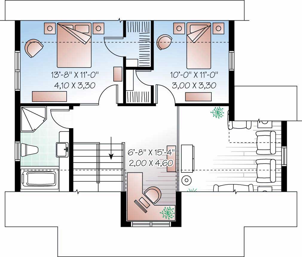 Floor Plan Second Story of Country Plan #126-1153