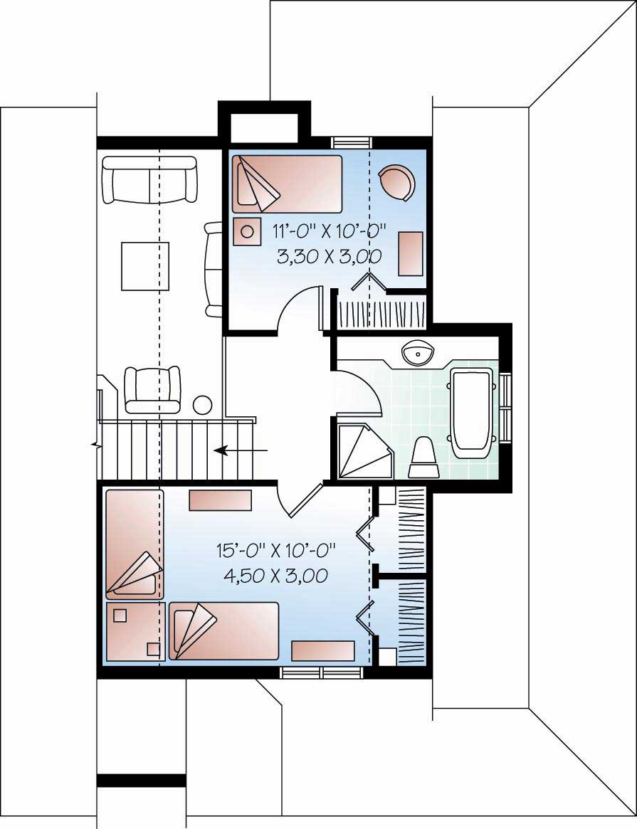 Floor Plan Second Story of Country Plan #126-1154
