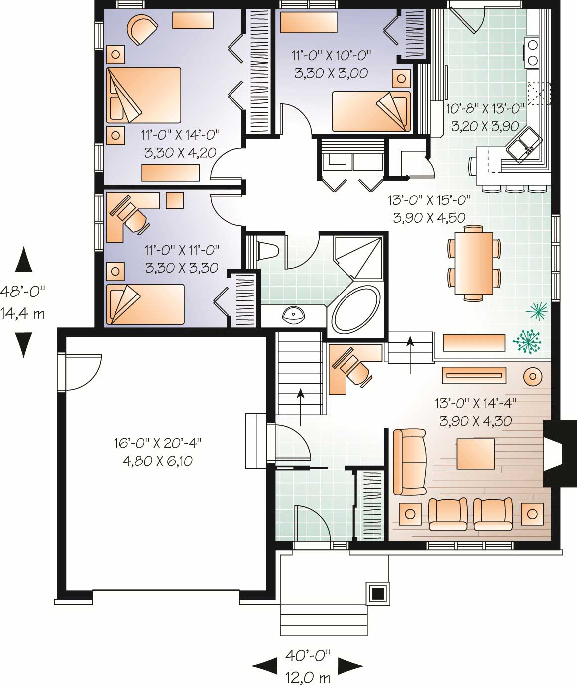 Floor Plan First Story of Country Plan #126-1155