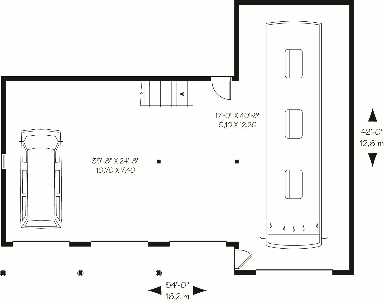 Floor Plan First Story of Garage Plan #126-1156