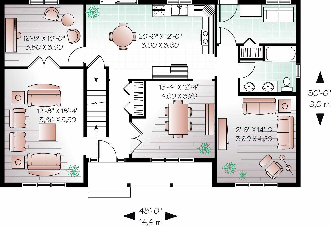 Floor Plan First Story of Country Plan #126-1157