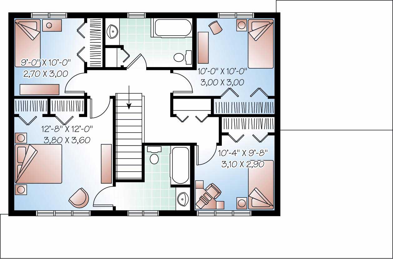 Floor Plan Second Story of Country Plan #126-1157