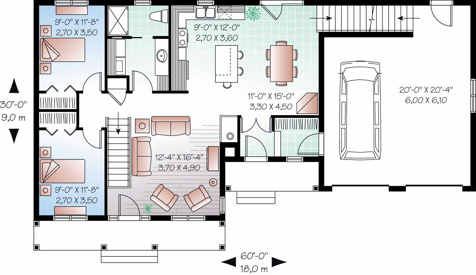 Floor Plan First Story of Cape Cod Plan #126-1159