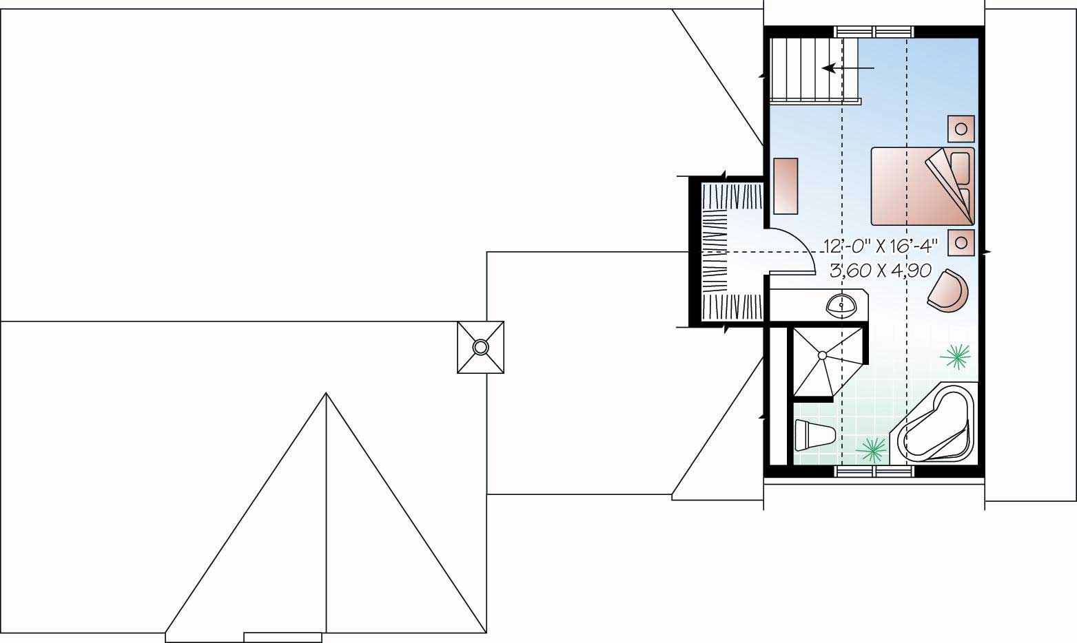 Floor Plan Second Story of Cape Cod Plan #126-1159
