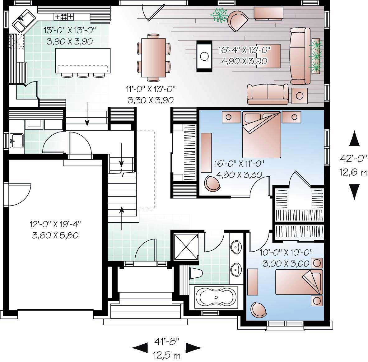 Floor Plan First Story of Cape Cod Plan #126-1160