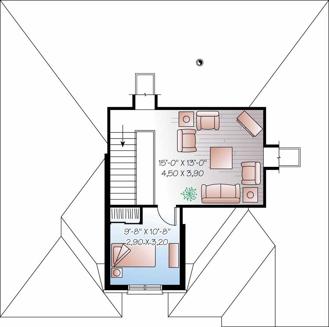 Floor Plan Second Story of Cape Cod Plan #126-1160