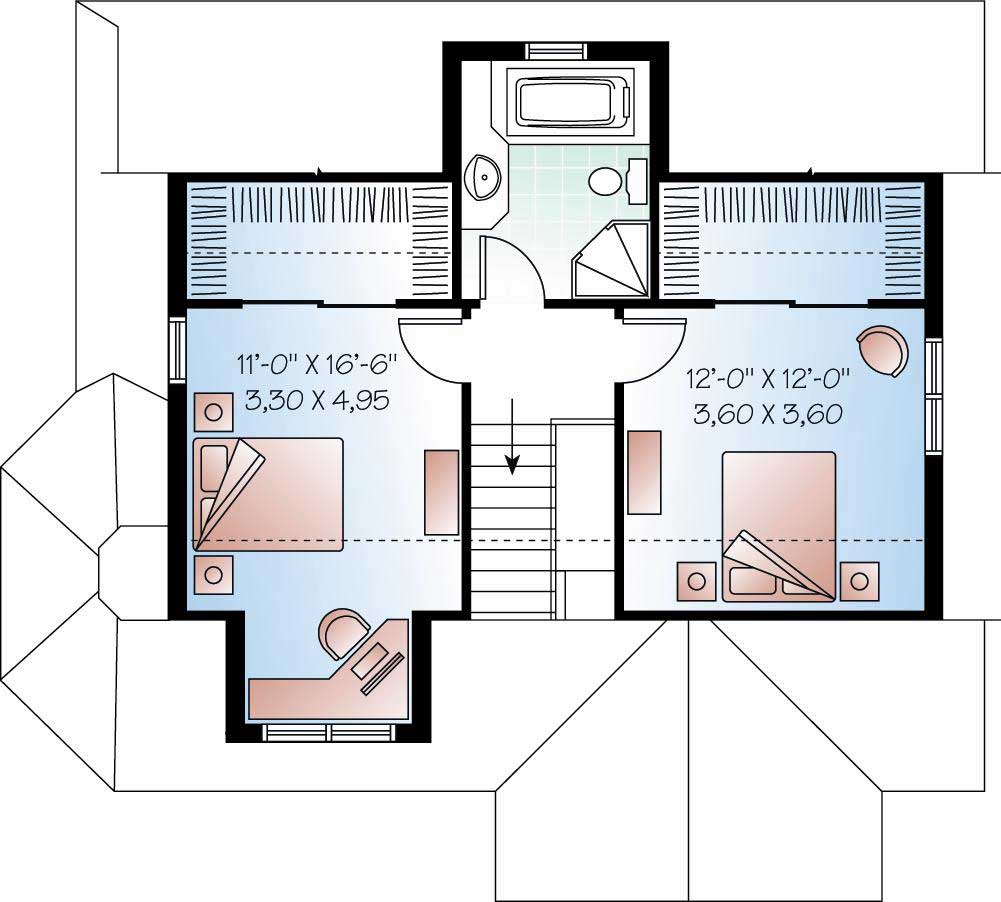 Floor Plan Second Story of Craftsman Plan #126-1162