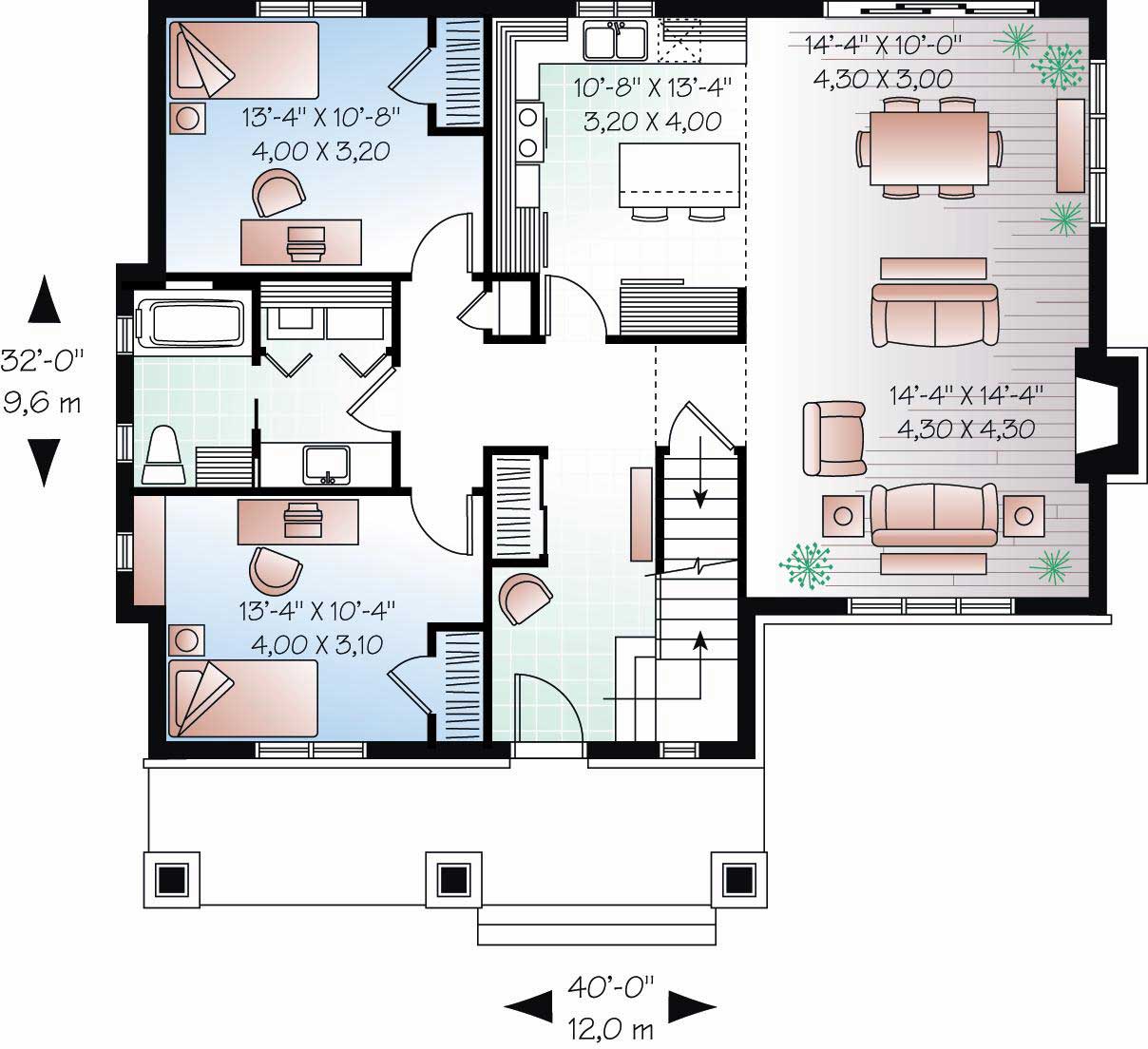 Floor Plan First Story of Cape Cod Plan #126-1163