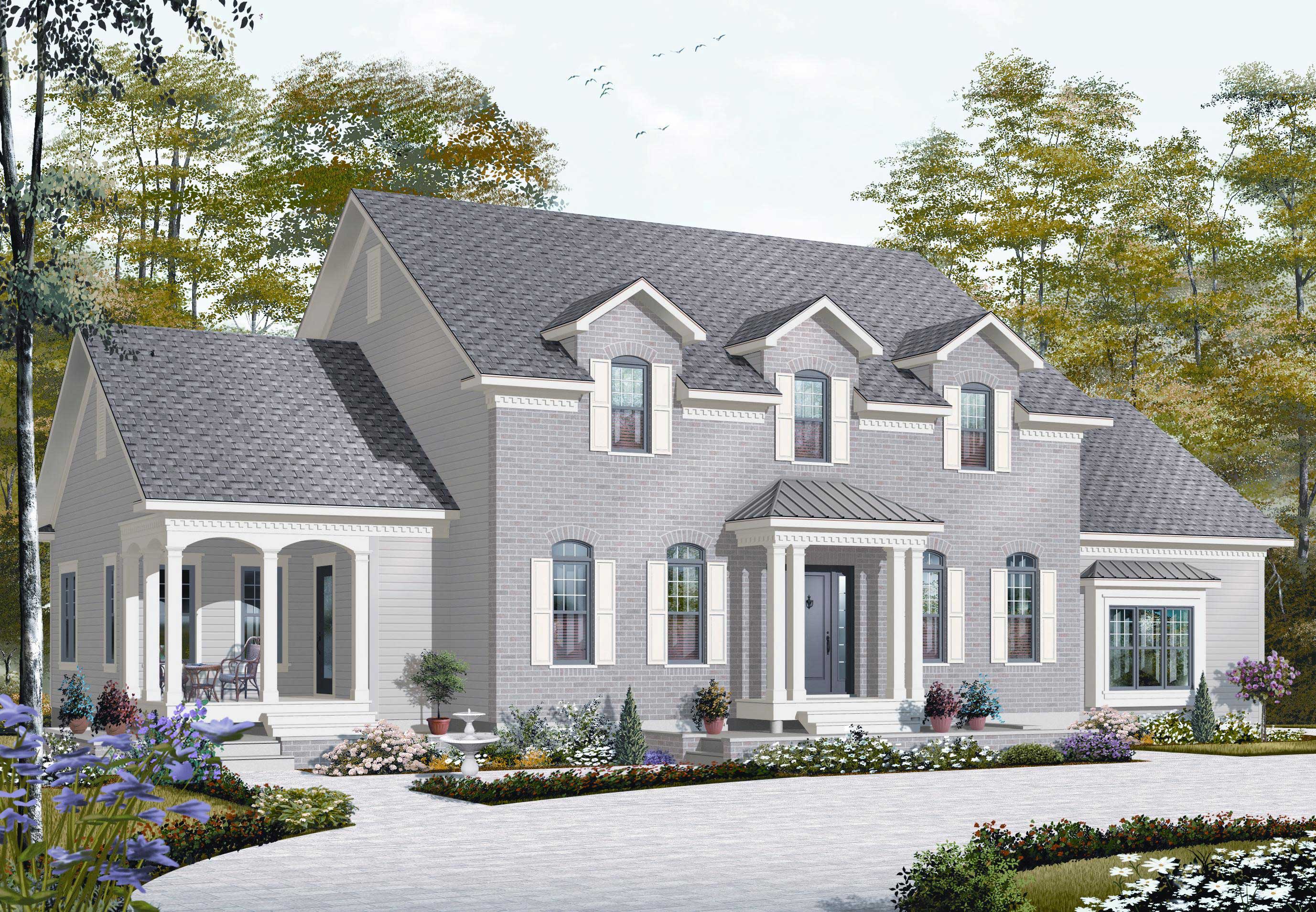 This is a computer drawing of these Traditional House Plans.