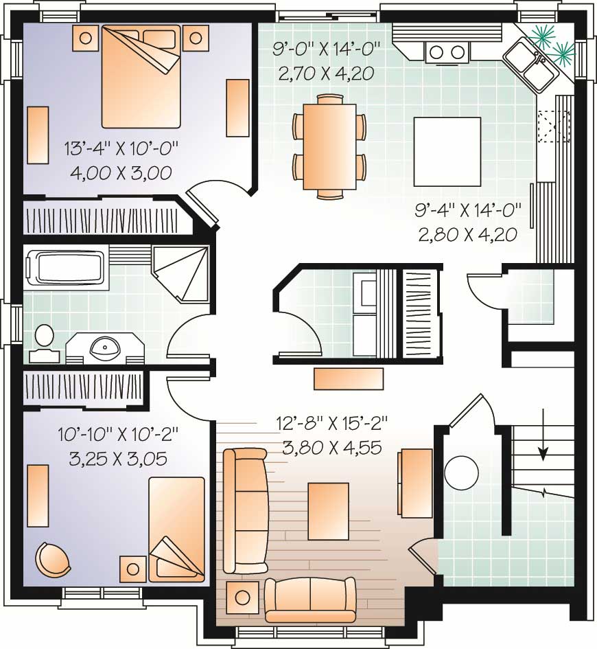 Floor Plan Basement of Multi-Unit Plan #126-1169