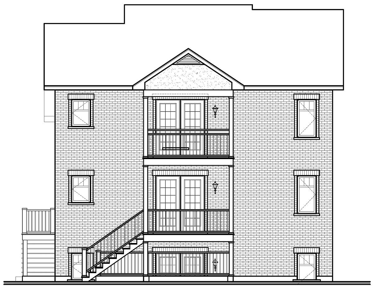 Home Plan Rear Elevation of this 2-Bedroom,3640 Sq Ft Plan -126-1169