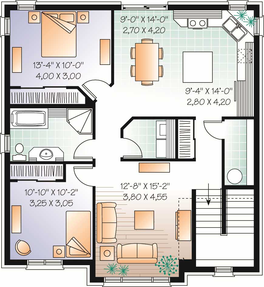 Floor Plan Second Story of Multi-Unit Plan #126-1169