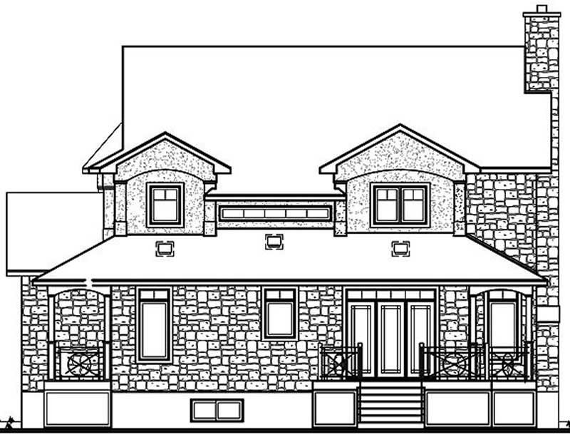 Home Plan Rear Elevation of this 3-Bedroom,2070 Sq Ft Plan -126-1182