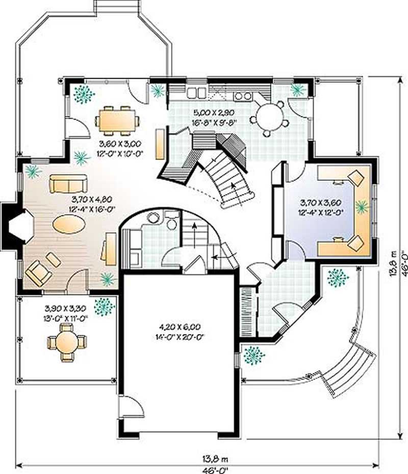 Floor Plan First Story of Contemporary Plan #126-1182