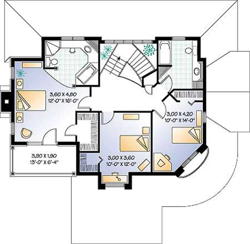 Floor Plan Second Story of Contemporary Plan #126-1182