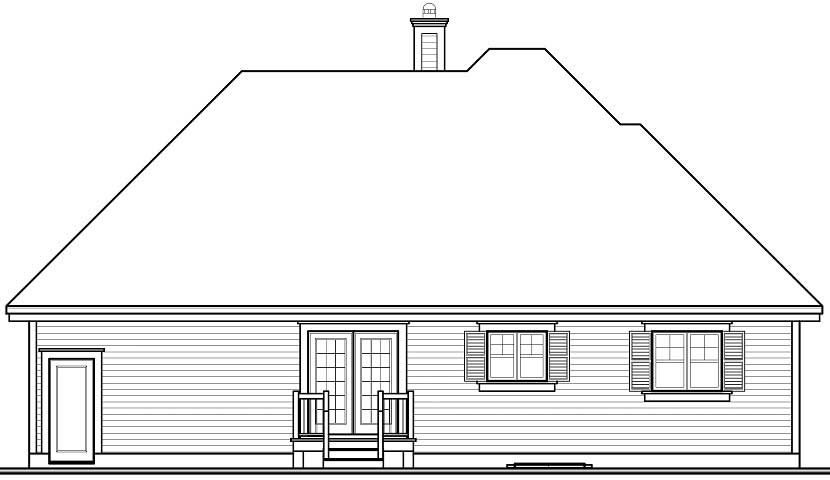 Home Plan Rear Elevation of this 2-Bedroom,1243 Sq Ft Plan -126-1183