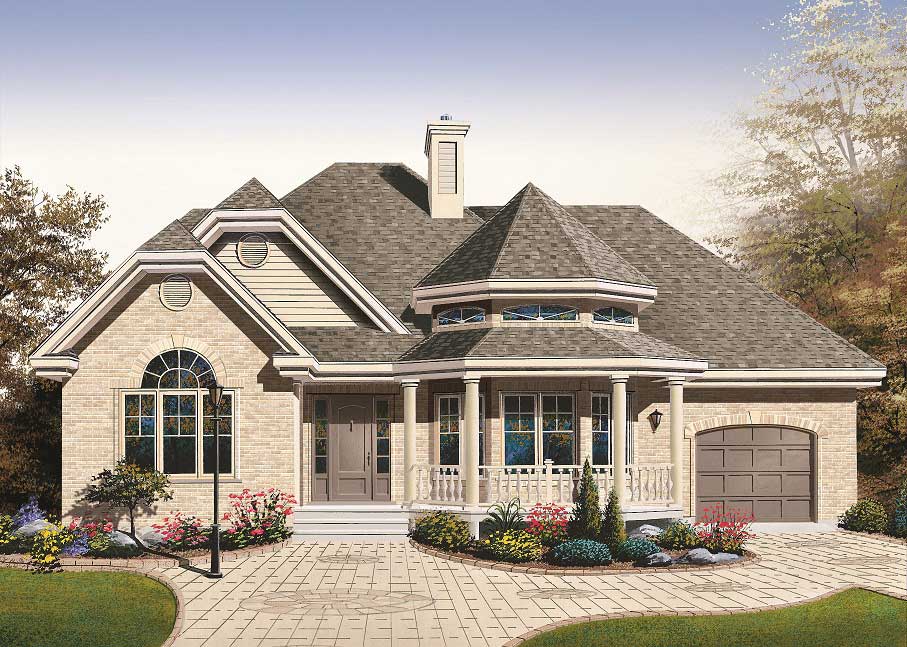 This image is a computer rendering of these European House Plans.