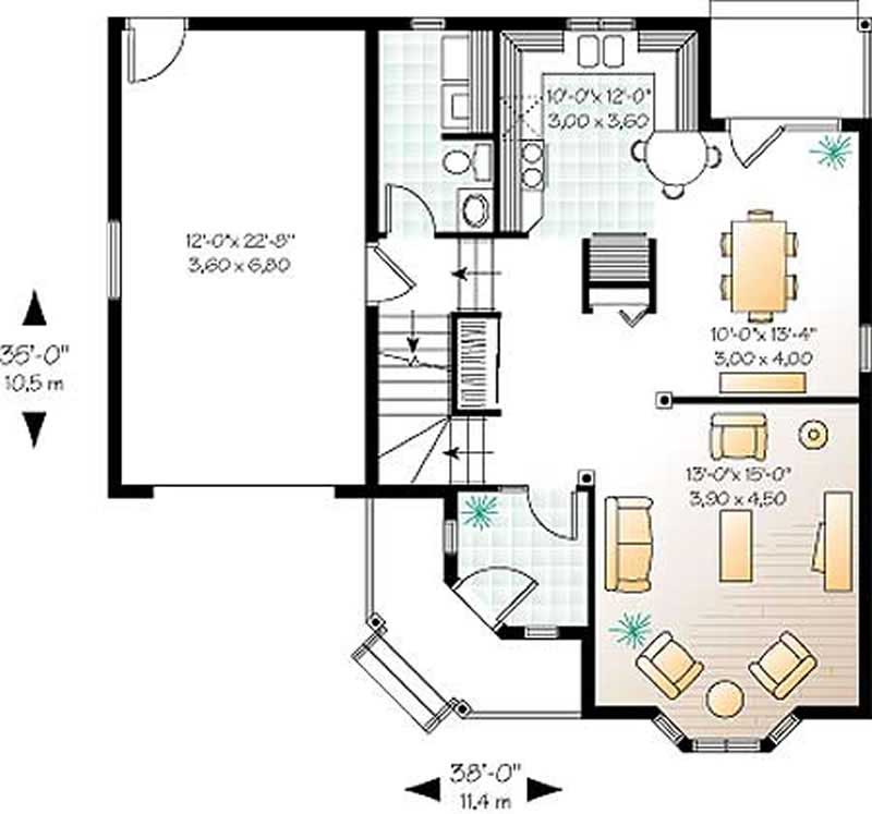 Floor Plan First Story of Country Plan #126-1188
