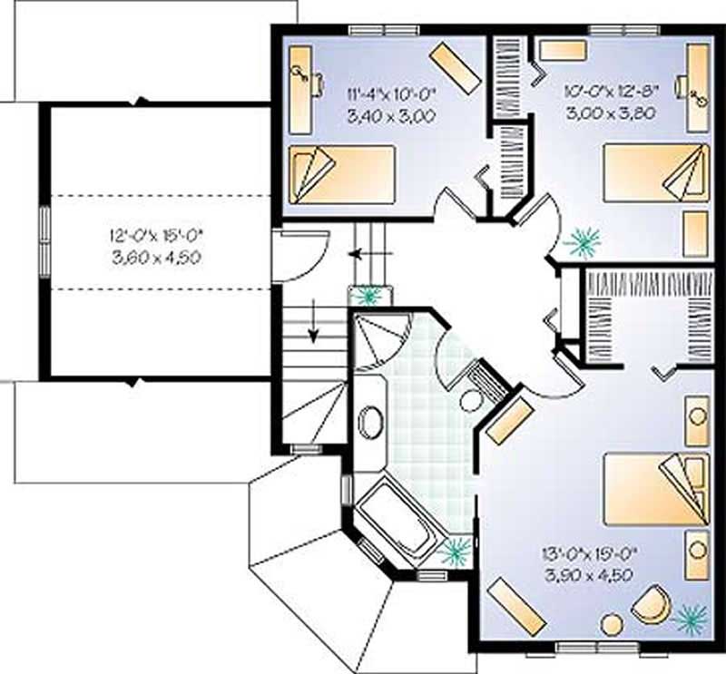 Floor Plan Second Story of Country Plan #126-1188