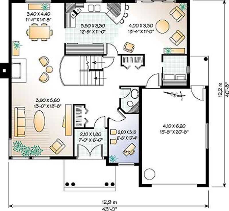 Floor Plan First Story of Contemporary Plan #126-1189